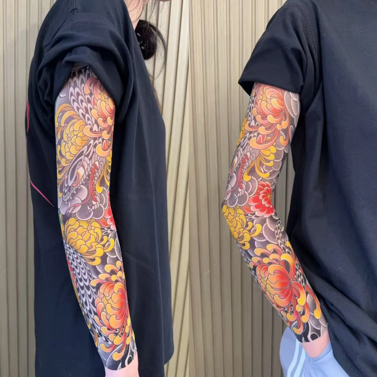 Unisex nylon sun protection ice sleeve with dragon pattern for outdoor sports