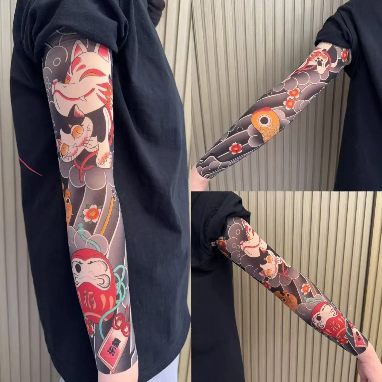 Unisex nylon sun protection ice sleeve with dragon pattern for outdoor sports
