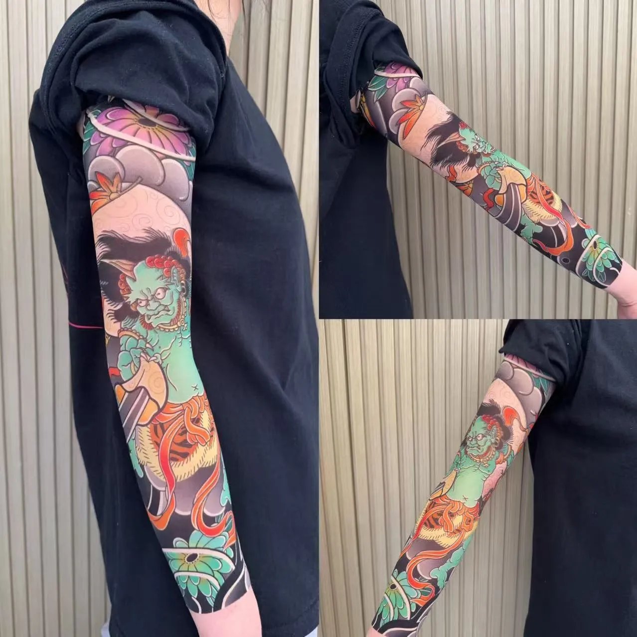 Unisex nylon sun protection ice sleeve with dragon pattern for outdoor sports