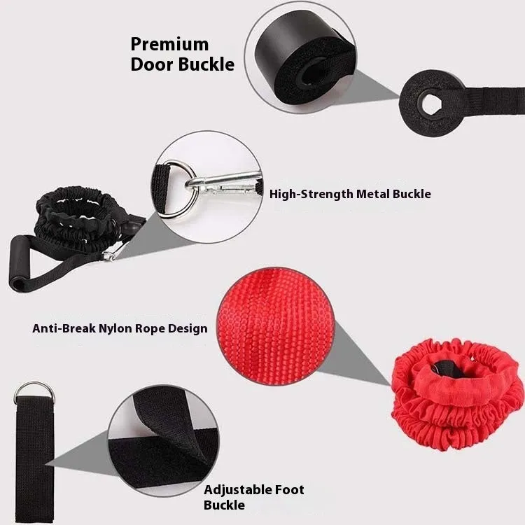 Multi-functional TPE resistance tube 11-piece set with climbing hook ribbons for home fitness exercise