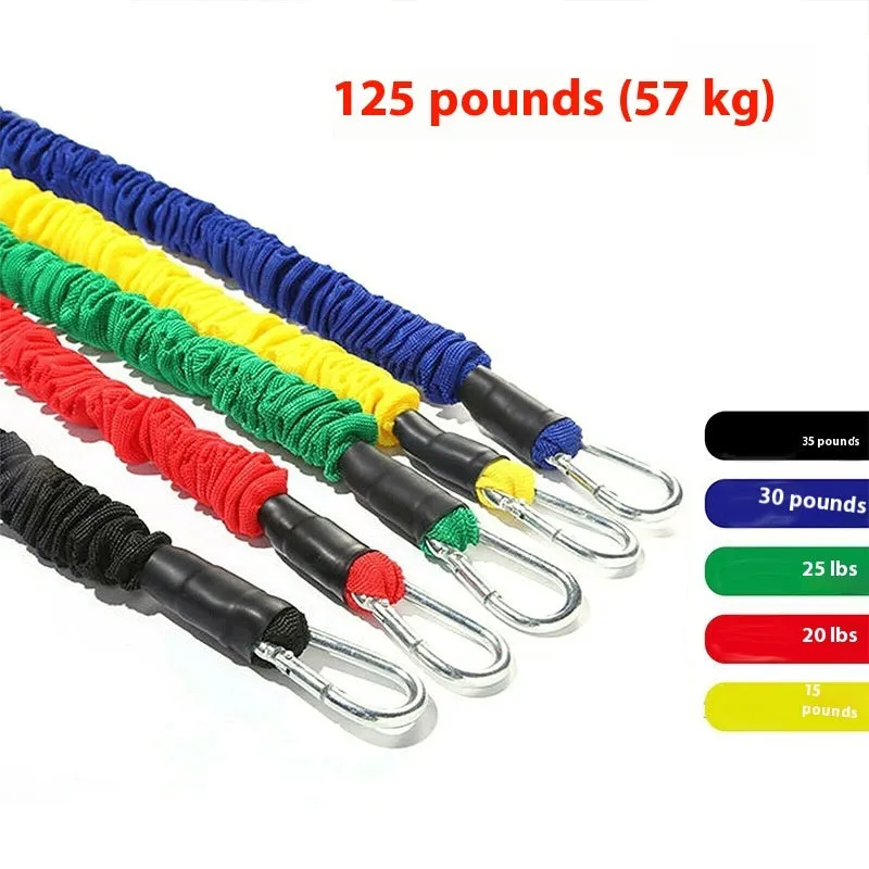 Multi-functional TPE resistance tube 11-piece set with climbing hook ribbons for home fitness exercise
