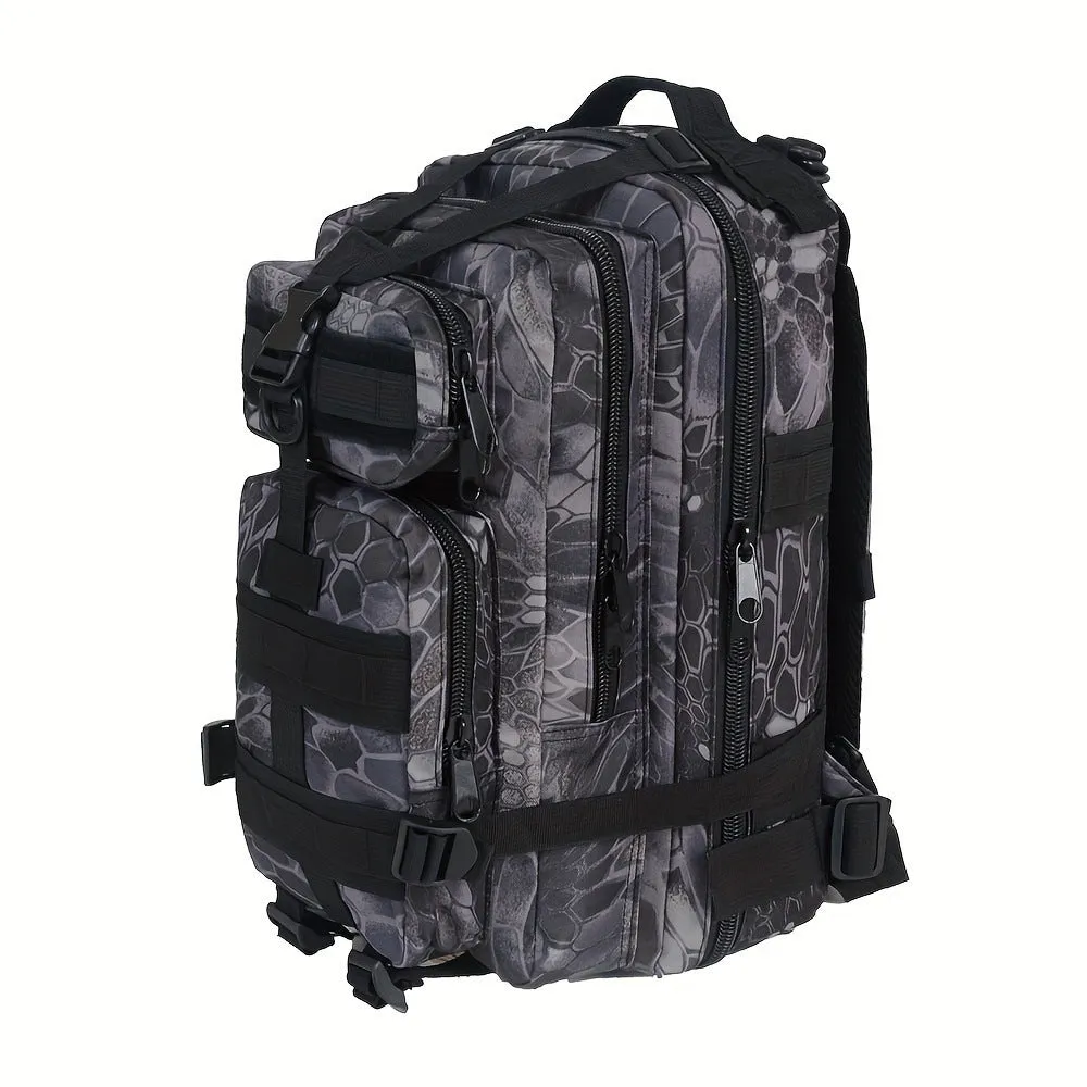 Double pull head camouflage outdoor backpack for men in PU material with multiple camo pattern options