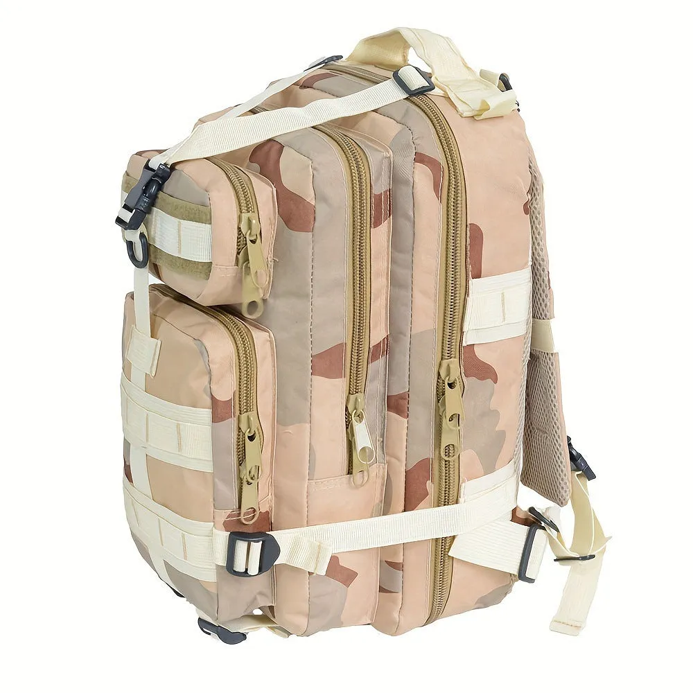 Double pull head camouflage outdoor backpack for men in PU material with multiple camo pattern options