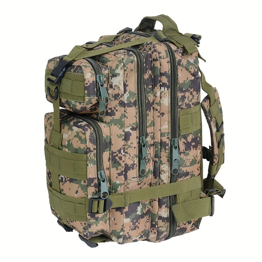 Double pull head camouflage outdoor backpack for men in PU material with multiple camo pattern options
