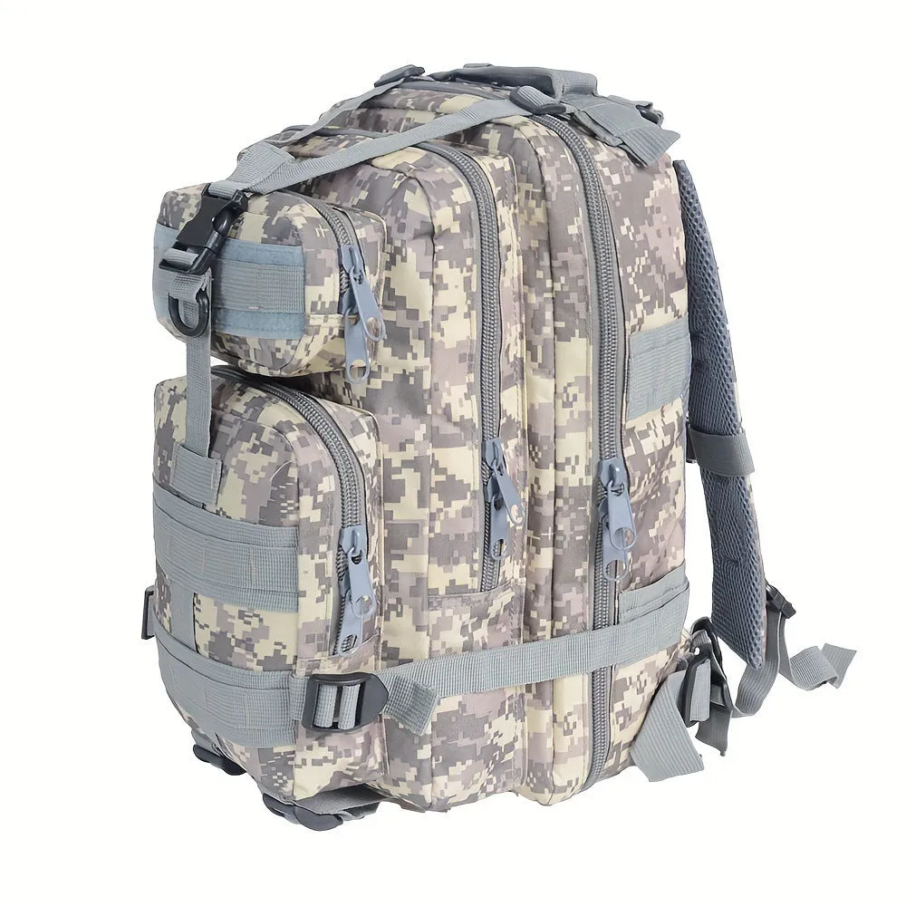 Double pull head camouflage outdoor backpack for men in PU material with multiple camo pattern options