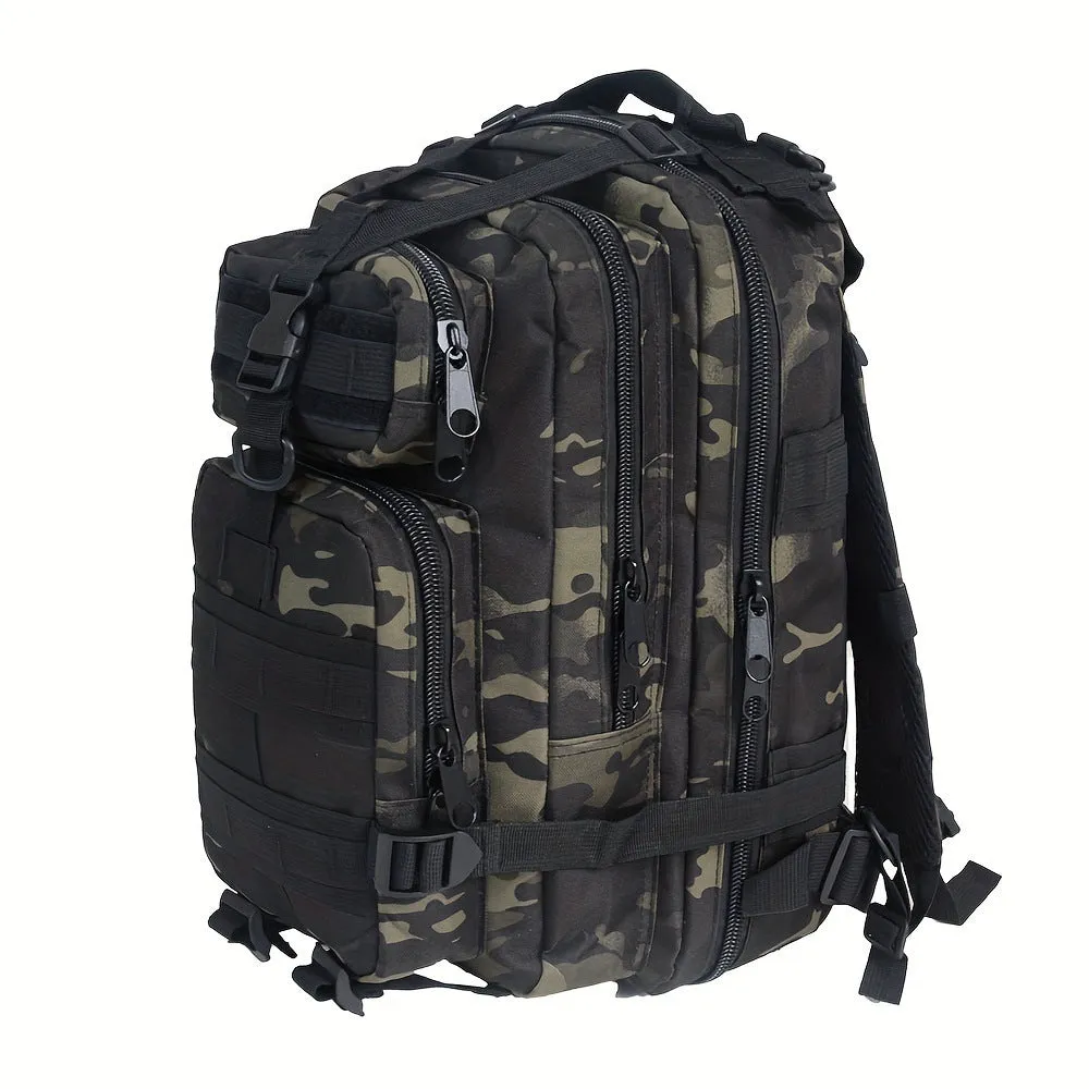 Double pull head camouflage outdoor backpack for men in PU material with multiple camo pattern options