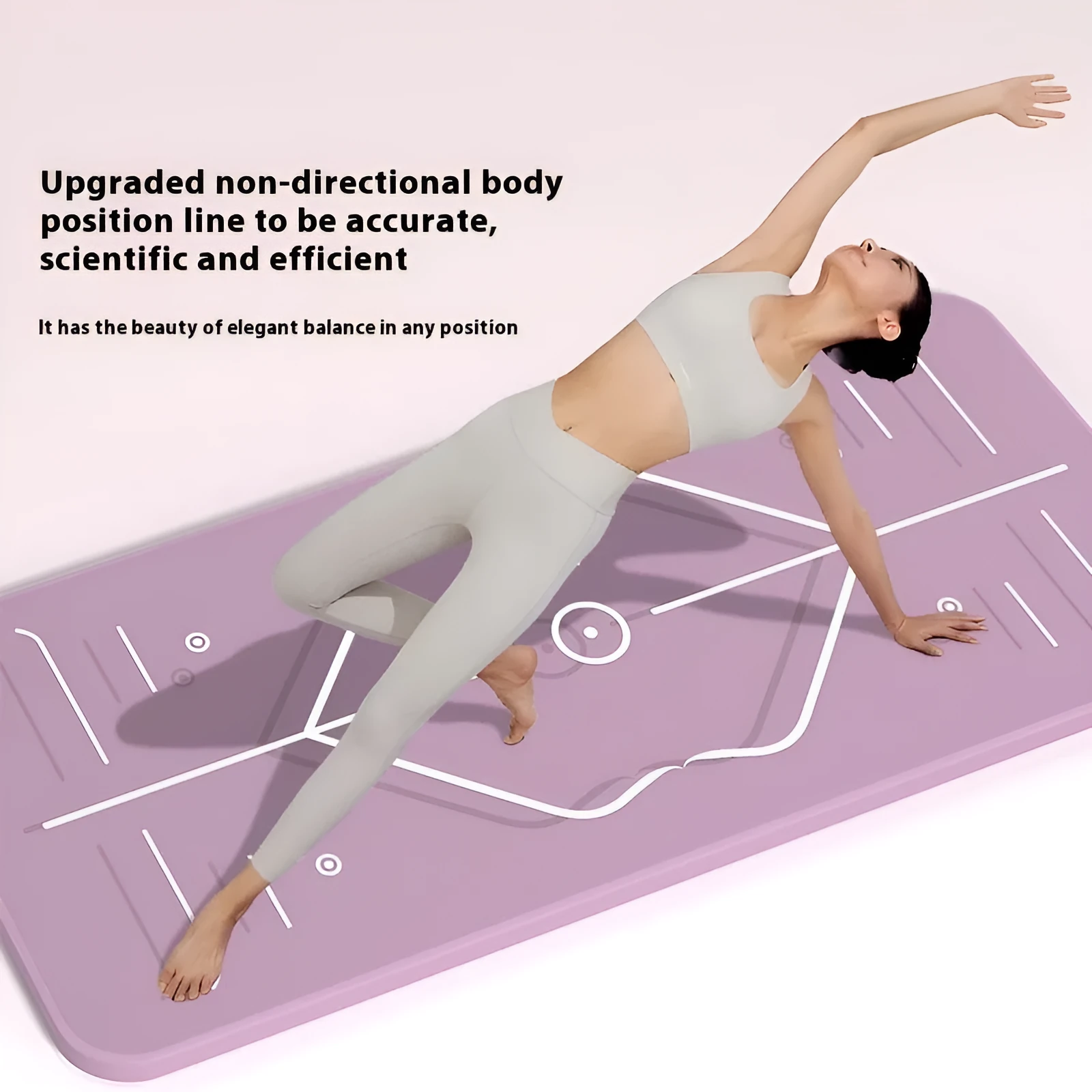 Striped TPE yoga mat in pink, 183x60cm with 6mm thickness for anti-skid shock absorption during home fitness