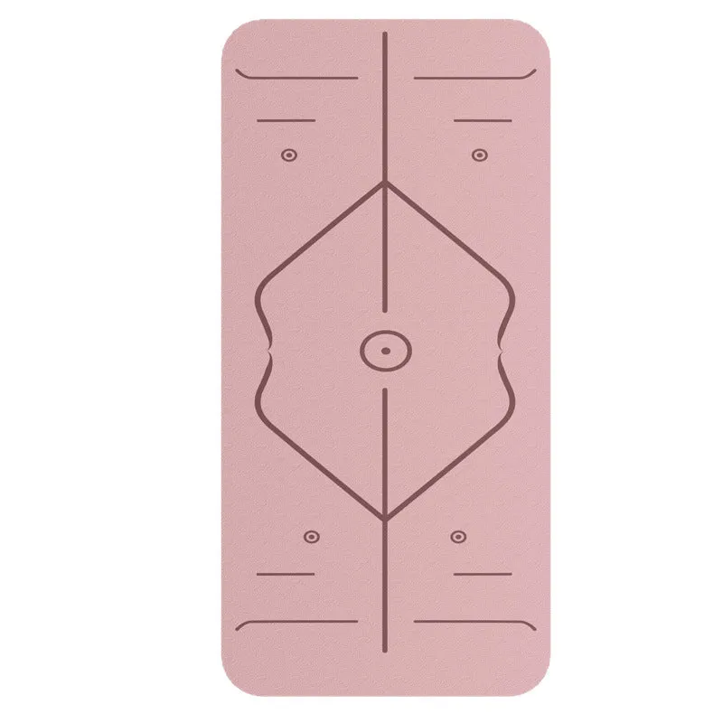 Striped TPE yoga mat in pink, 183x60cm with 6mm thickness for anti-skid shock absorption during home fitness