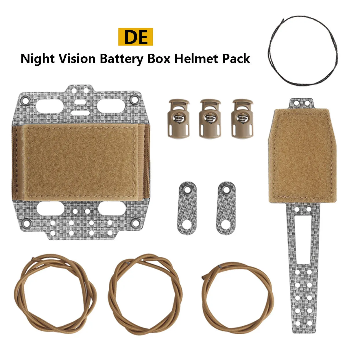 Battery box helmet bag in army green nylon attached to tactical helmet for outdoor storage