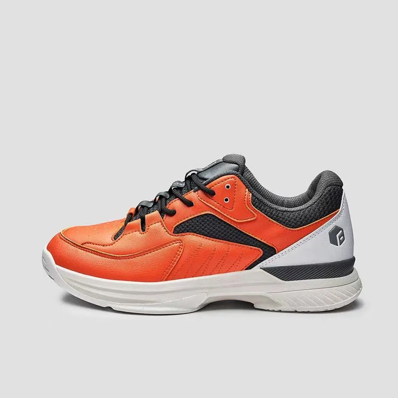 FitVille orange wide last training shoe for men with suede and fabric upper, side view