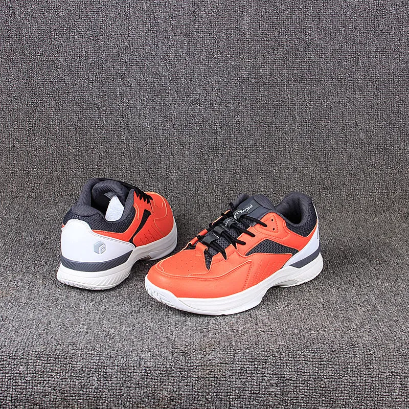 FitVille orange wide last training shoe for men with suede and fabric upper, side view
