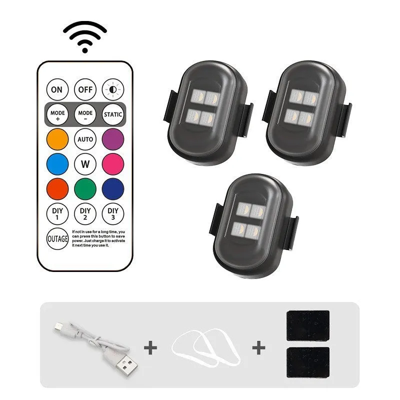 Motorcycle LED warning light with wireless remote control, ABS housing, universal fit for most bikes
