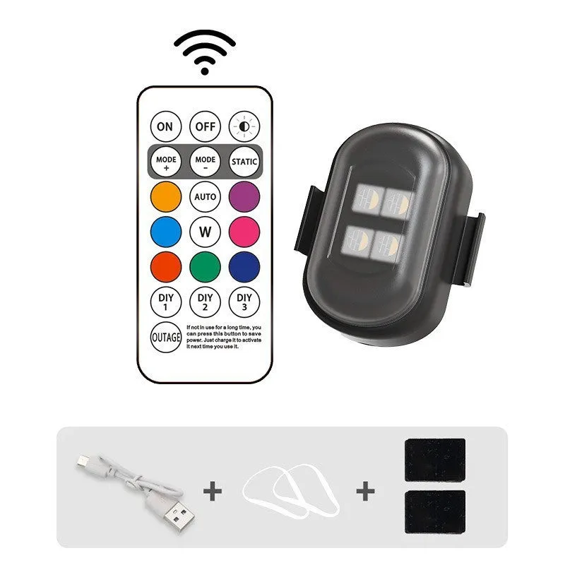 Motorcycle LED warning light with wireless remote control, ABS housing, universal fit for most bikes