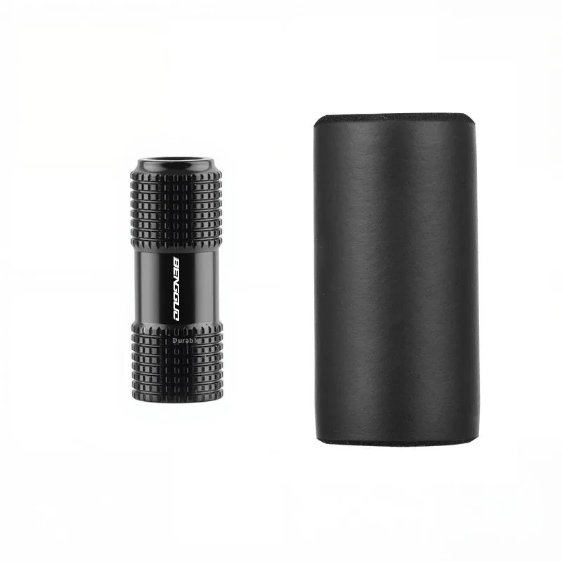Portable air nozzle for bicycle inflation in black aluminium alloy, with fast charging pump attachment