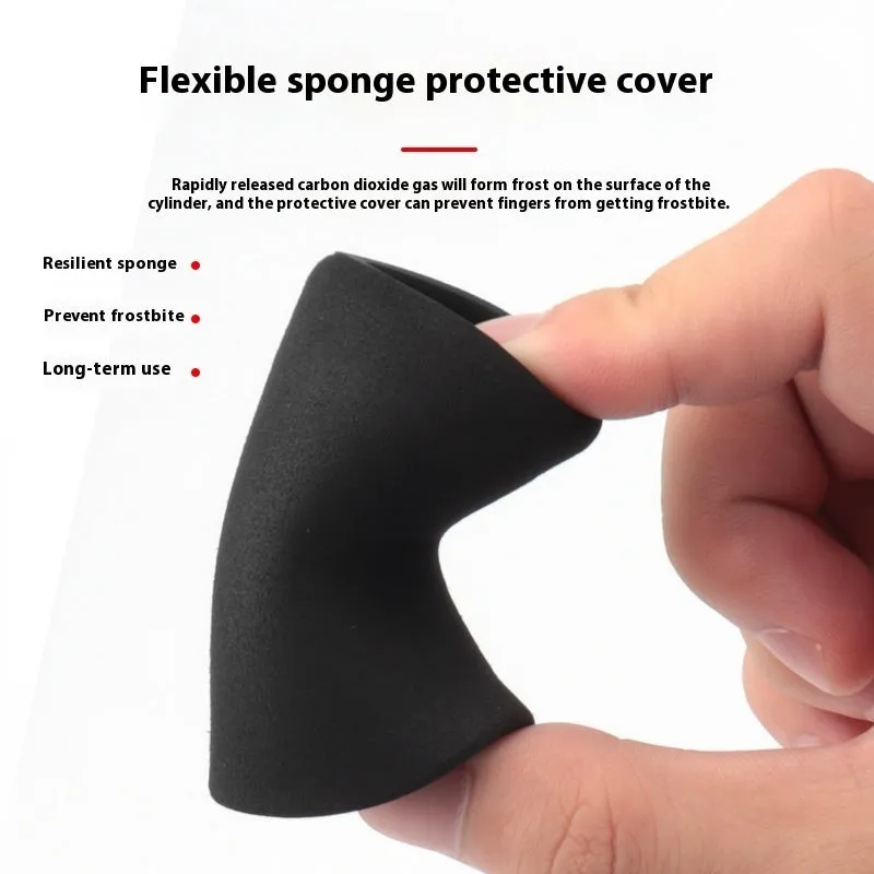 Portable air nozzle for bicycle inflation in black aluminium alloy, with fast charging pump attachment
