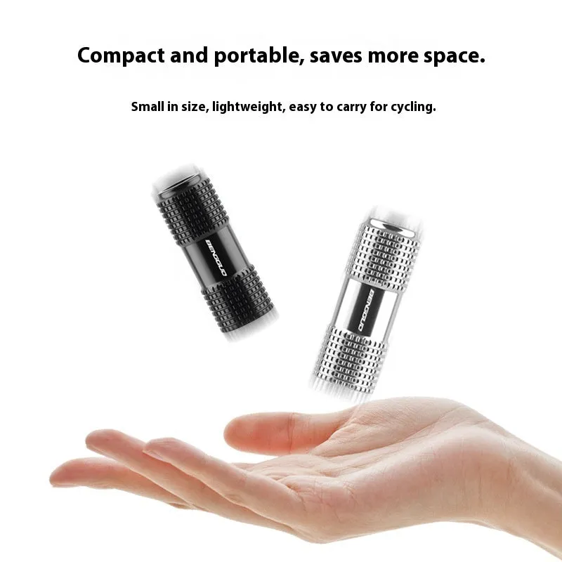 Portable air nozzle for bicycle inflation in black aluminium alloy, with fast charging pump attachment