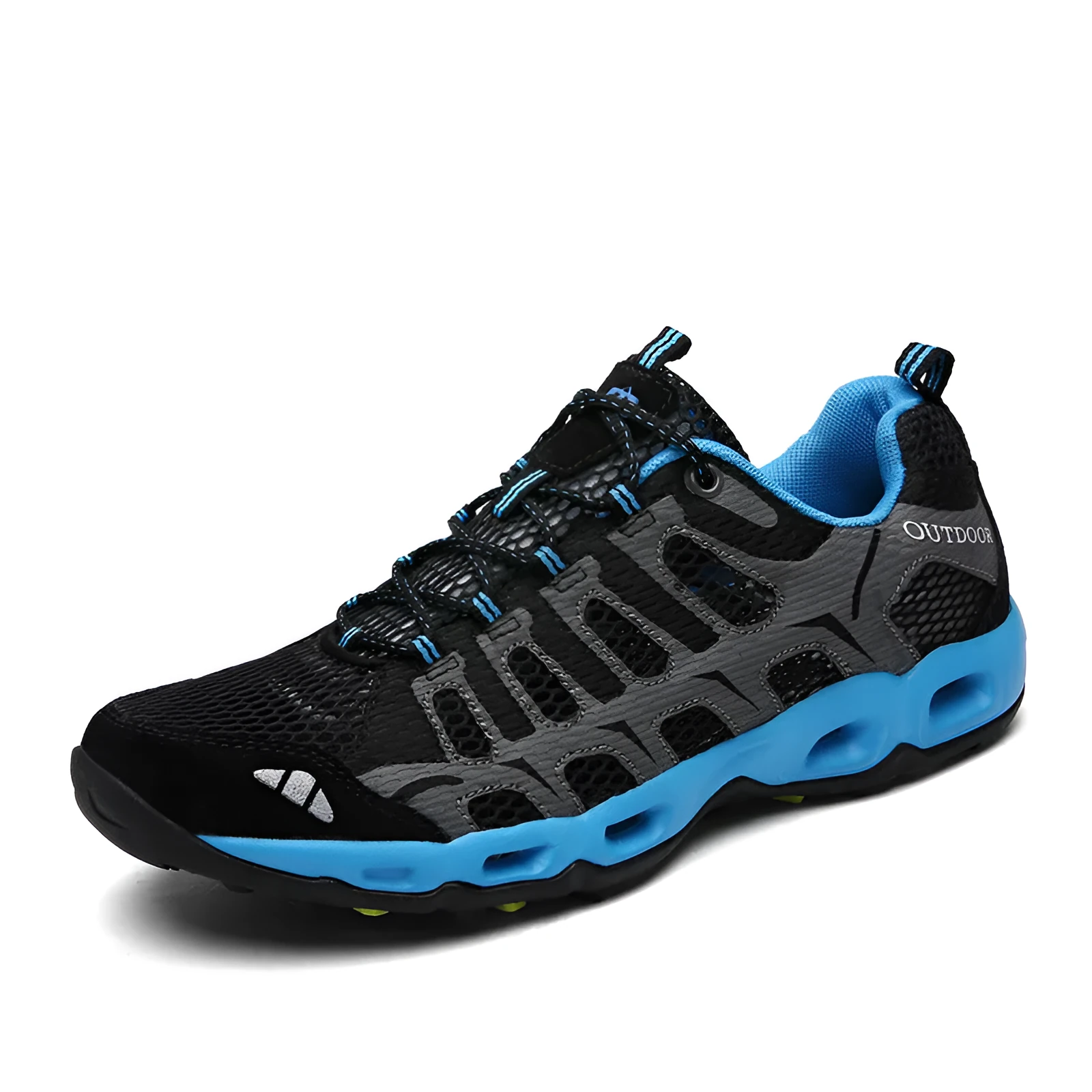 Breathable mesh travel shoes for men and women with rubber sole, available in multiple colours