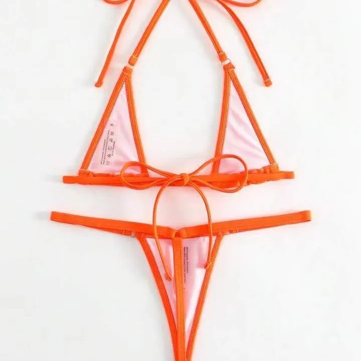 Solid colour three point backless bikini set for women in multiple colours including white and black