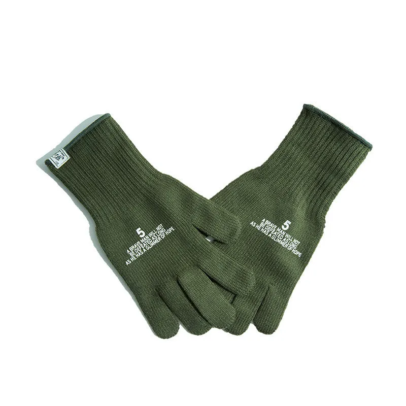 Men's winter cycling gloves in polyester free size black and green for outdoor biking