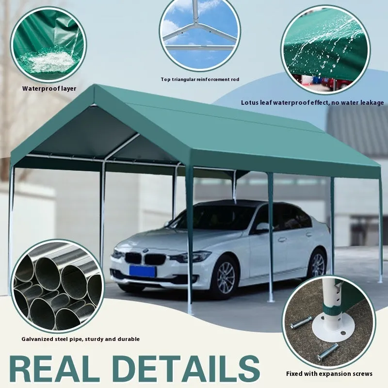 Portable 3x6m canopy sunshade with steel frame and PE ribbon four-side protection cloth for outdoor stall