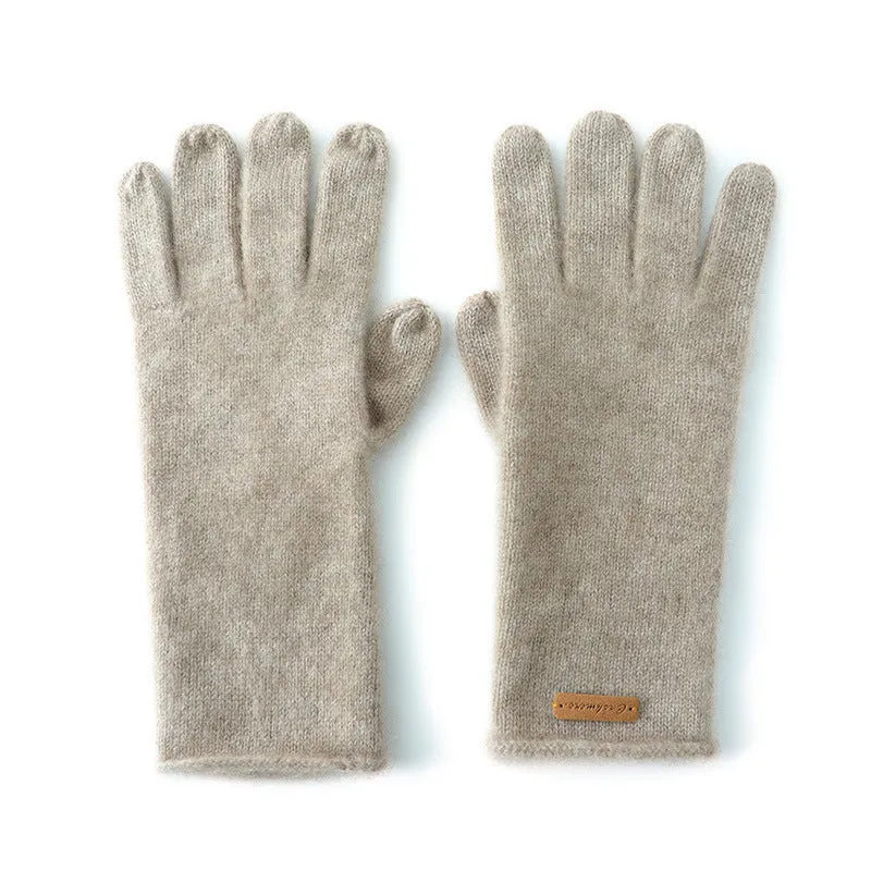 Cashmere winter unisex gloves with jacquard pattern, touch screen function, in black colour option