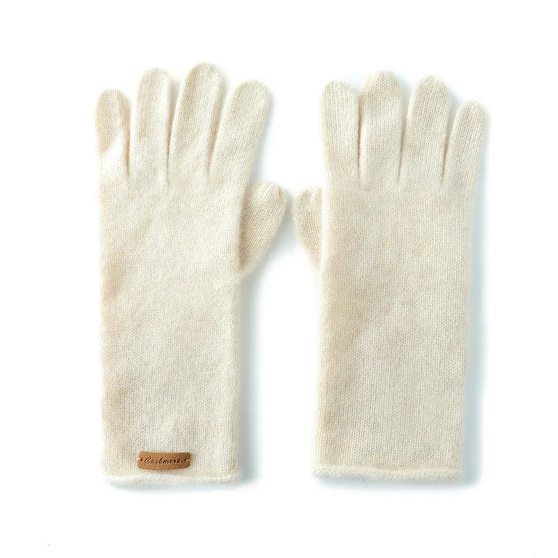 Cashmere winter unisex gloves with jacquard pattern, touch screen function, in black colour option
