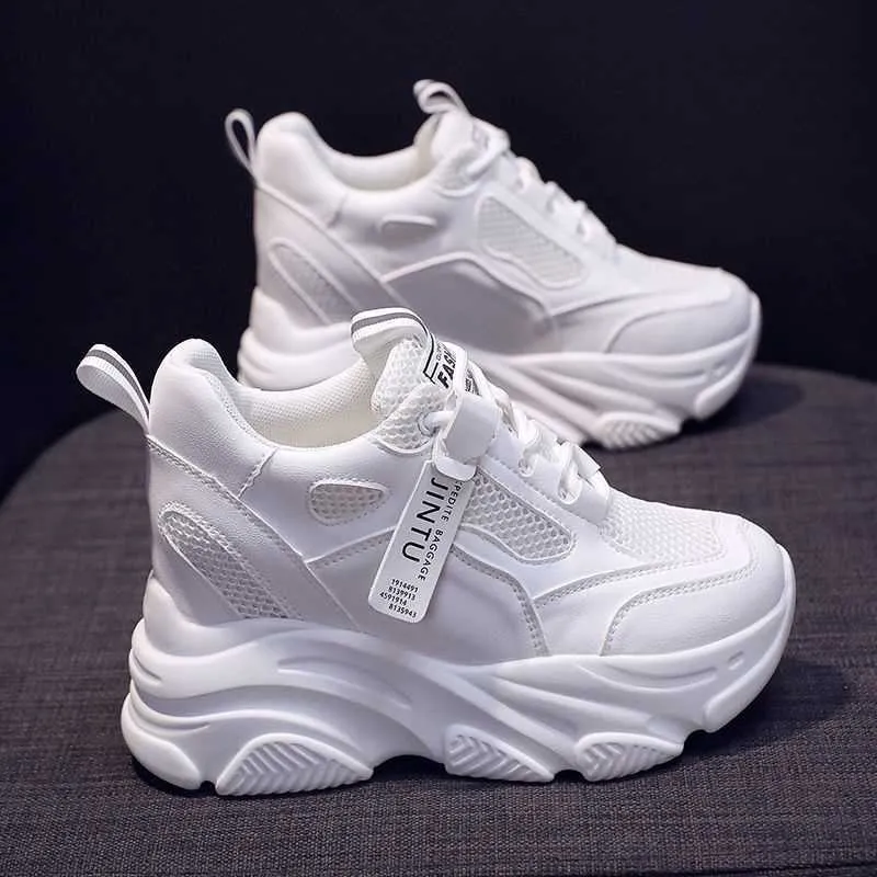 Women's platform casual shoes with mesh upper, hollow-out design, and toe holder style