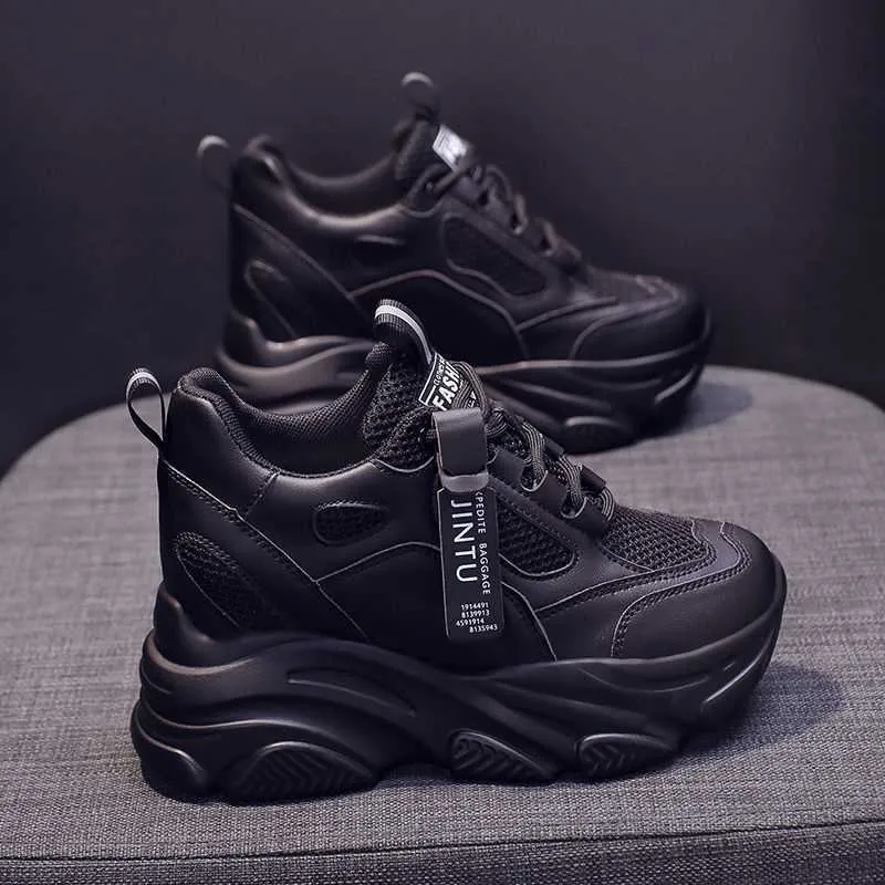 Women's platform casual shoes with mesh upper, hollow-out design, and toe holder style