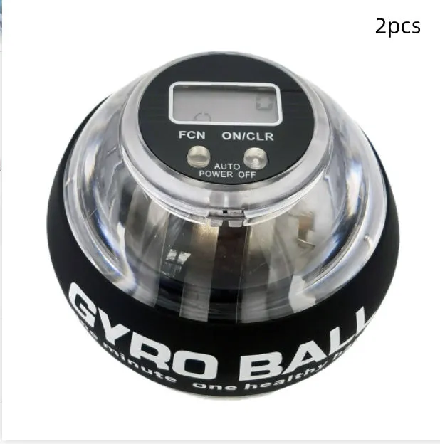 Self-starting luminous wrist strength ball in black with PC ABS silicone housing and ferroalloy core for grip training