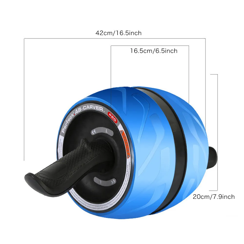 Blue abdominal wheel with carbon steel spring and rubber wheel on a floor