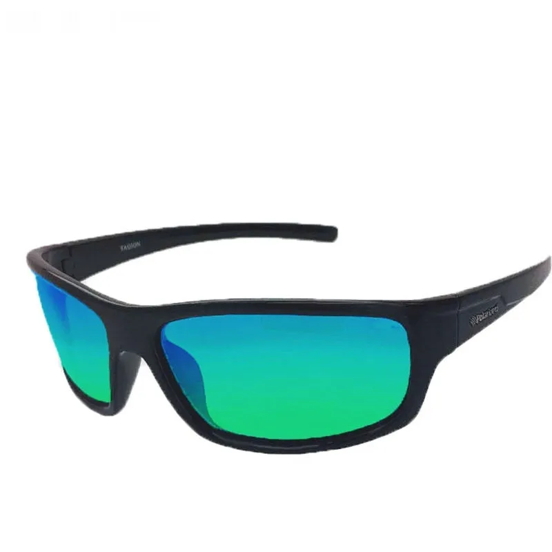 Polarized sunglasses for men and women with PC lens in bright black and gray finish