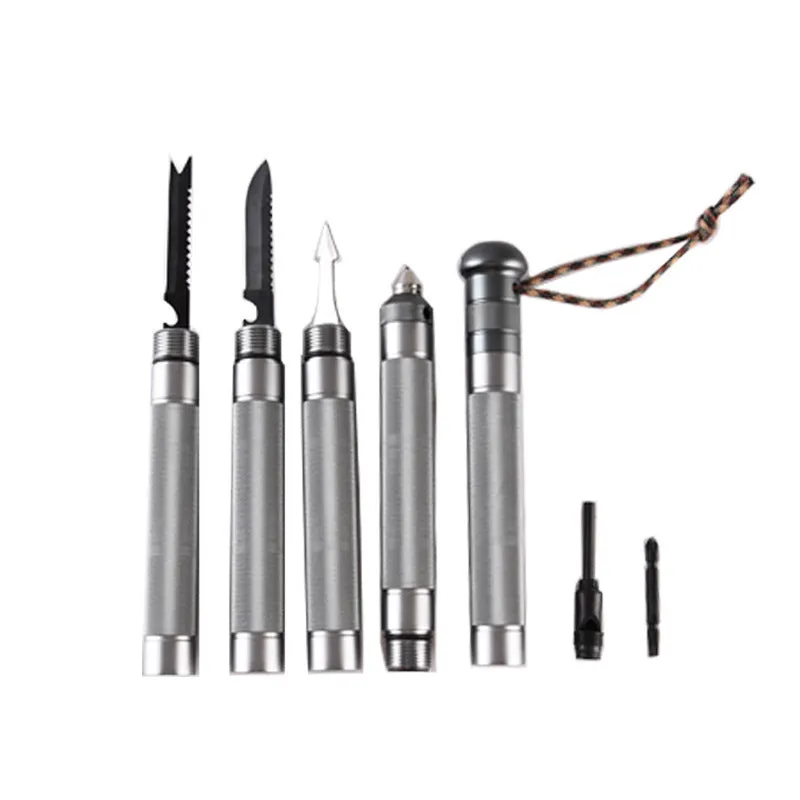 Silver aluminium alloy folding hiking stick 95cm for outdoor hiking and self-defence survival