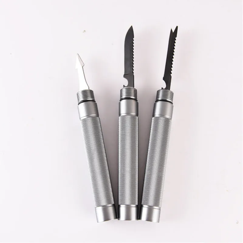 Silver aluminium alloy folding hiking stick 95cm for outdoor hiking and self-defence survival