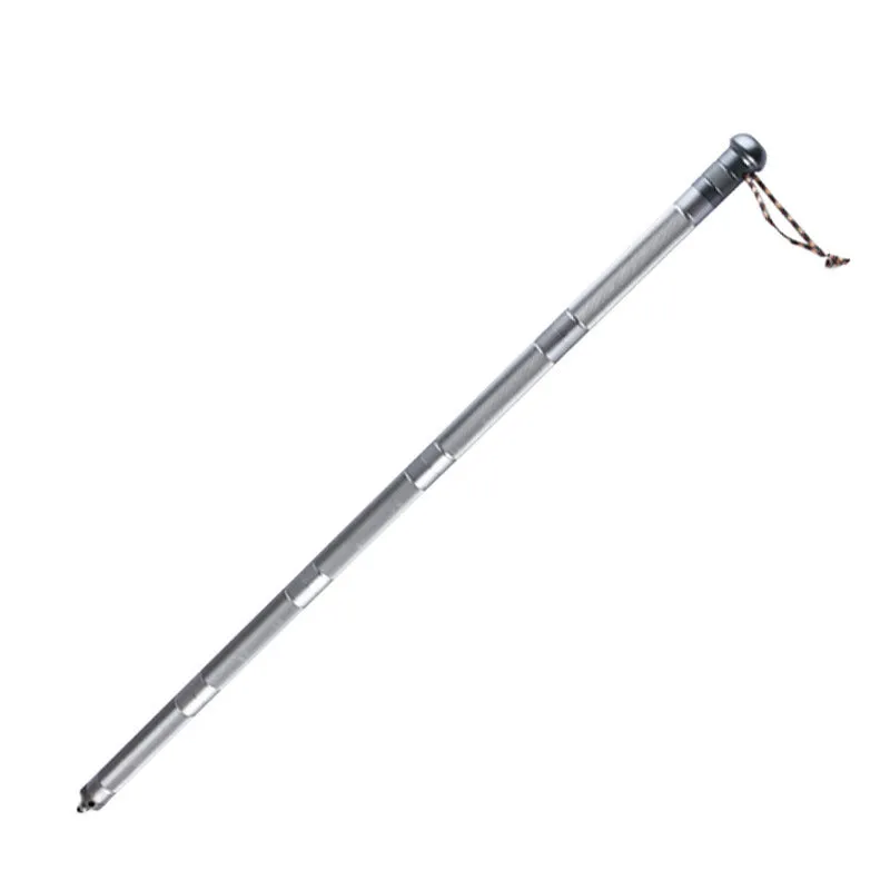 Silver aluminium alloy folding hiking stick 95cm for outdoor hiking and self-defence survival