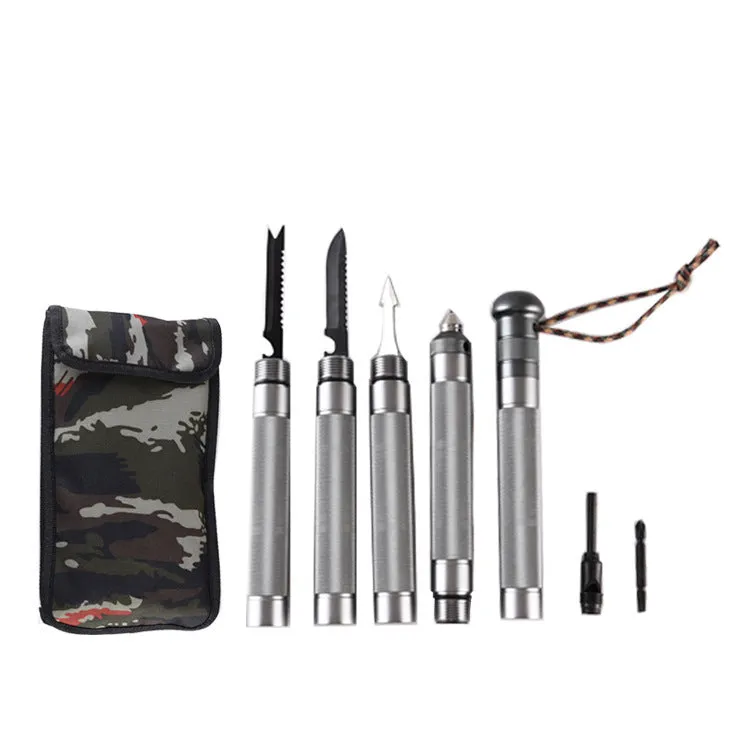 Silver aluminium alloy folding hiking stick 95cm for outdoor hiking and self-defence survival