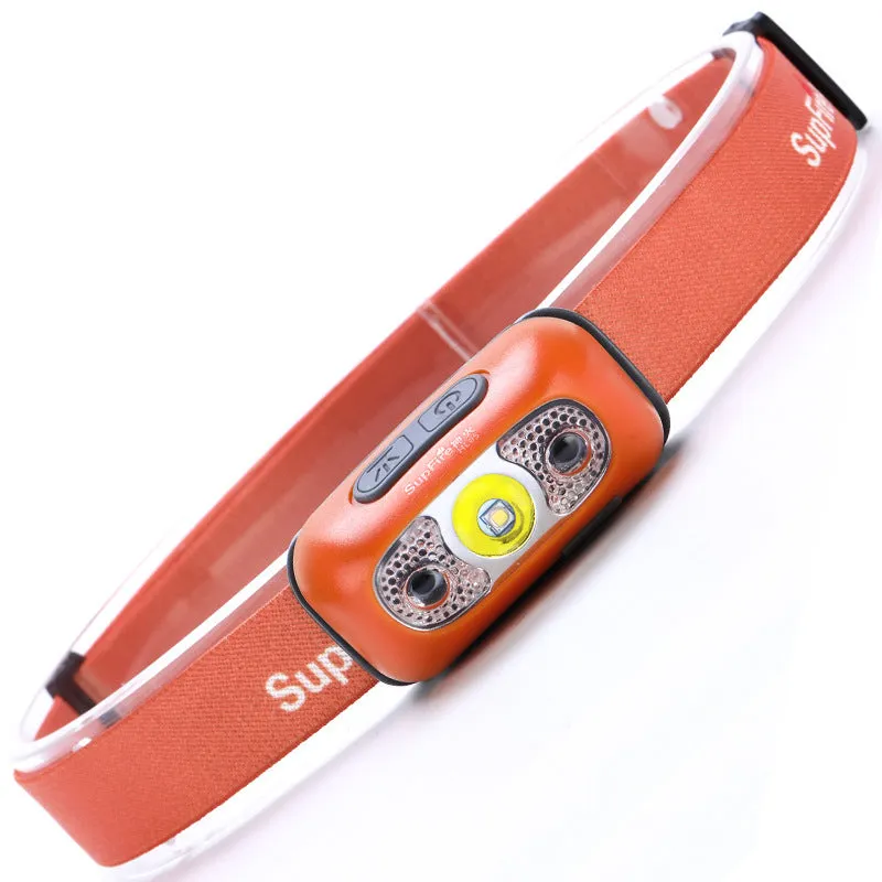 Multifunctional head-mounted night fishing light in Black with hand-press mechanism and 5W LED