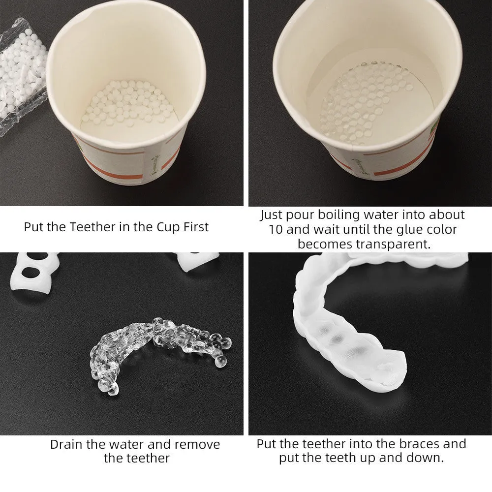 Bagged household teeth repair solid hot-soluble teether for temporary missing teeth gap fix