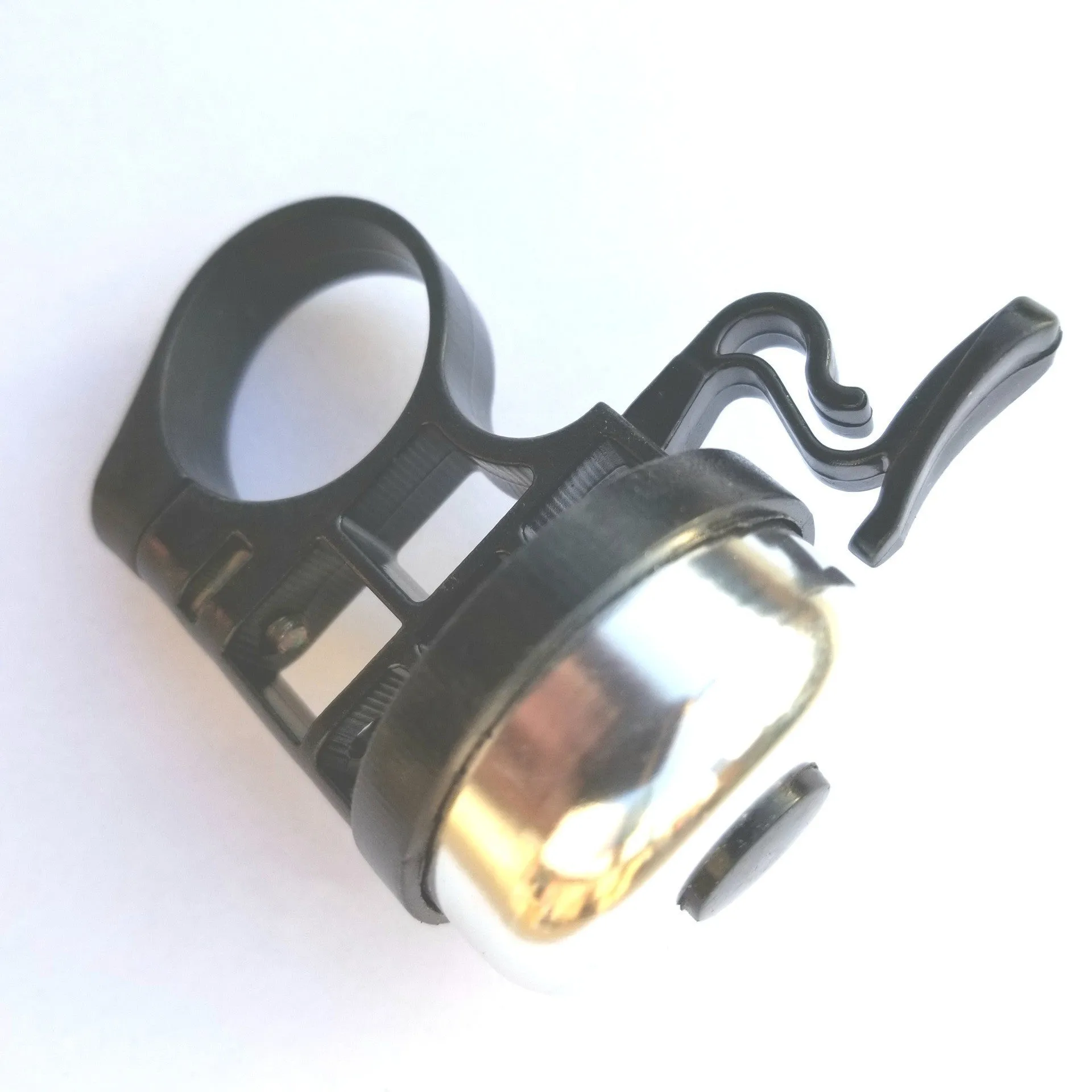 Metal mountain bike hand bell with 31.8mm clamp in silver finish