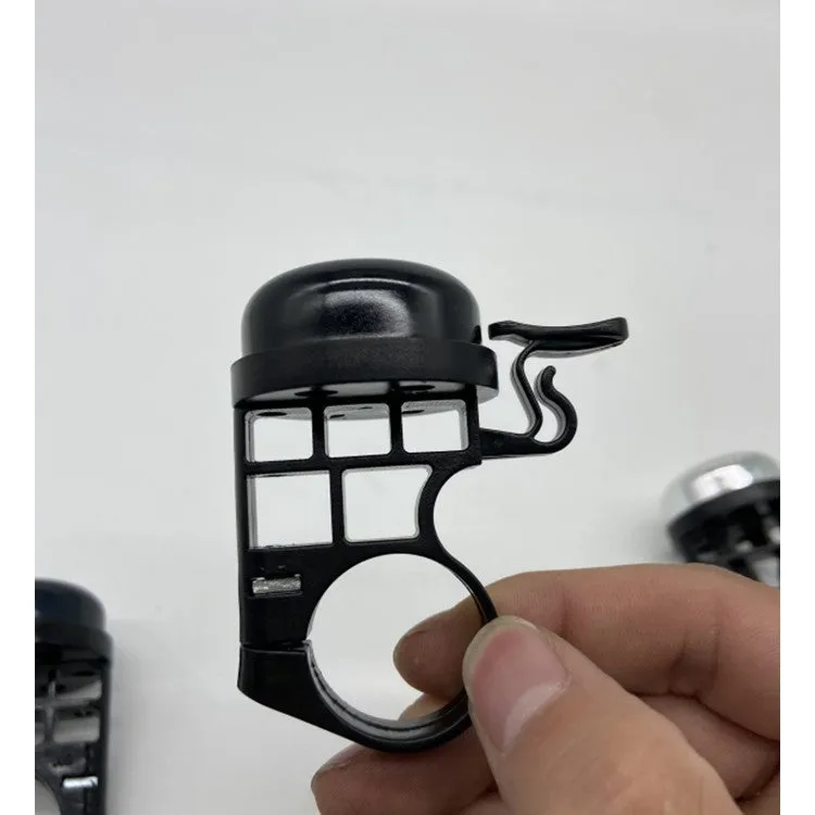 Metal mountain bike hand bell with 31.8mm clamp in silver finish
