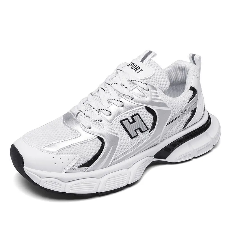 Men's mesh casual running shoes in three colour options with injection moulded plastic soles