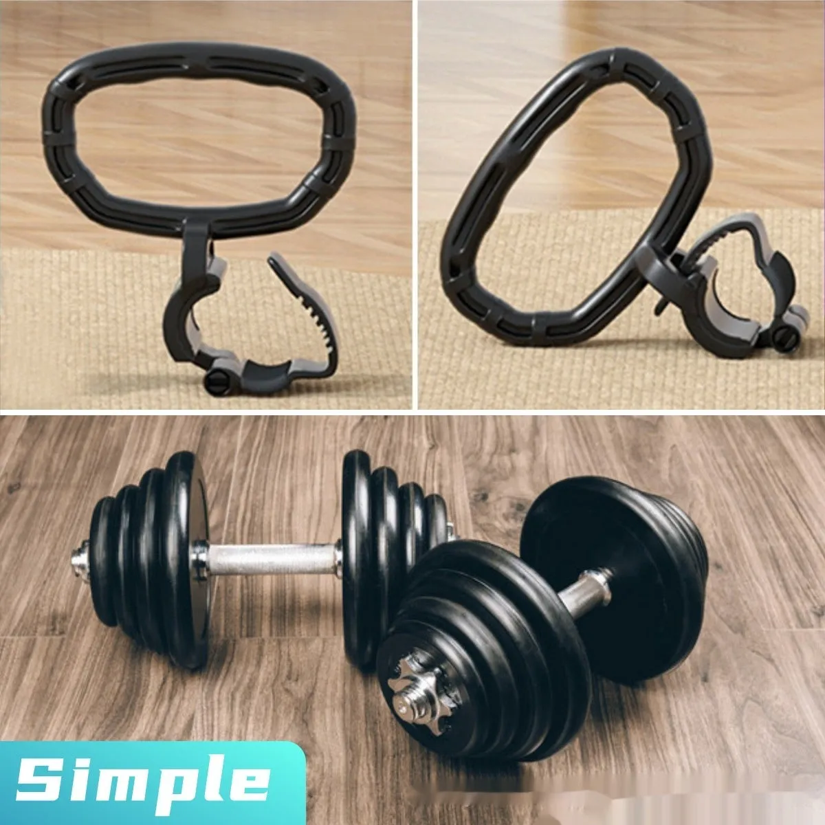 Adjustable kettlebell handle in black PP material, 21x19cm, 130g, for fitness body shaping