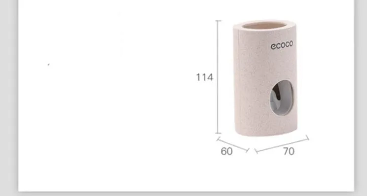Two Ecoco single toothpaste dispensers in simple modern style, 15-18cm, on a bathroom countertop