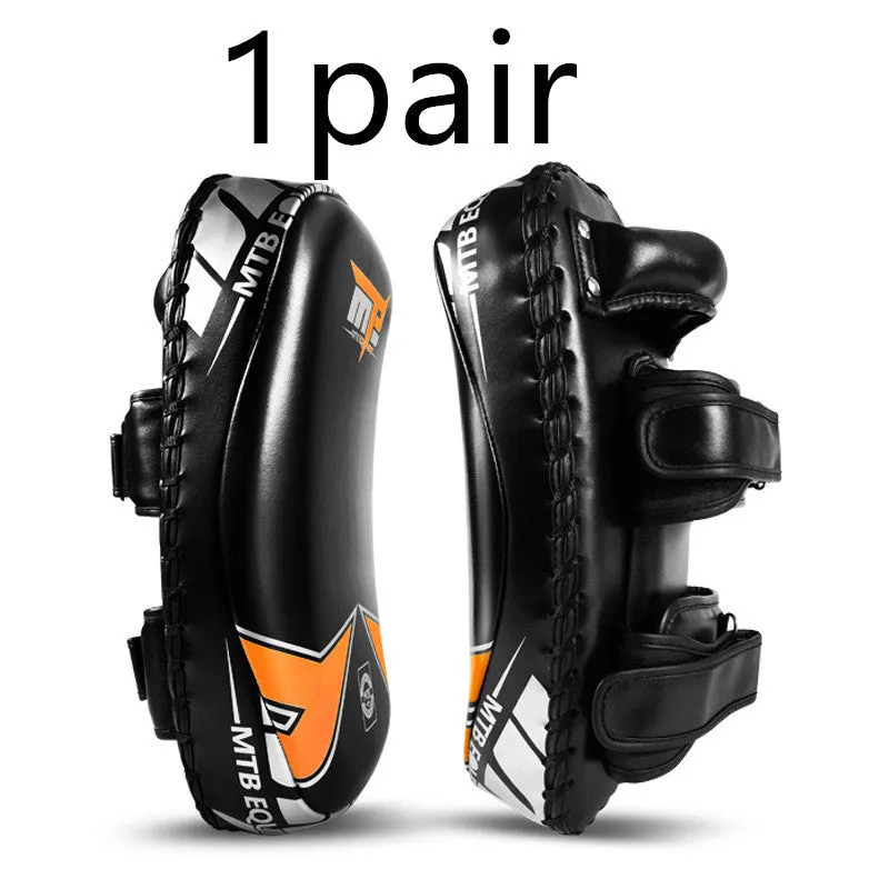 MTB microfiber leather foot target in black orange for taekwondo Sanda Muay Thai boxing training