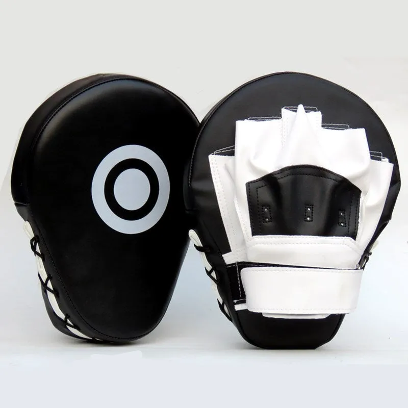 Black and white vertical boxing target pad, 24x20x5cm, PU material for martial arts striking practice.