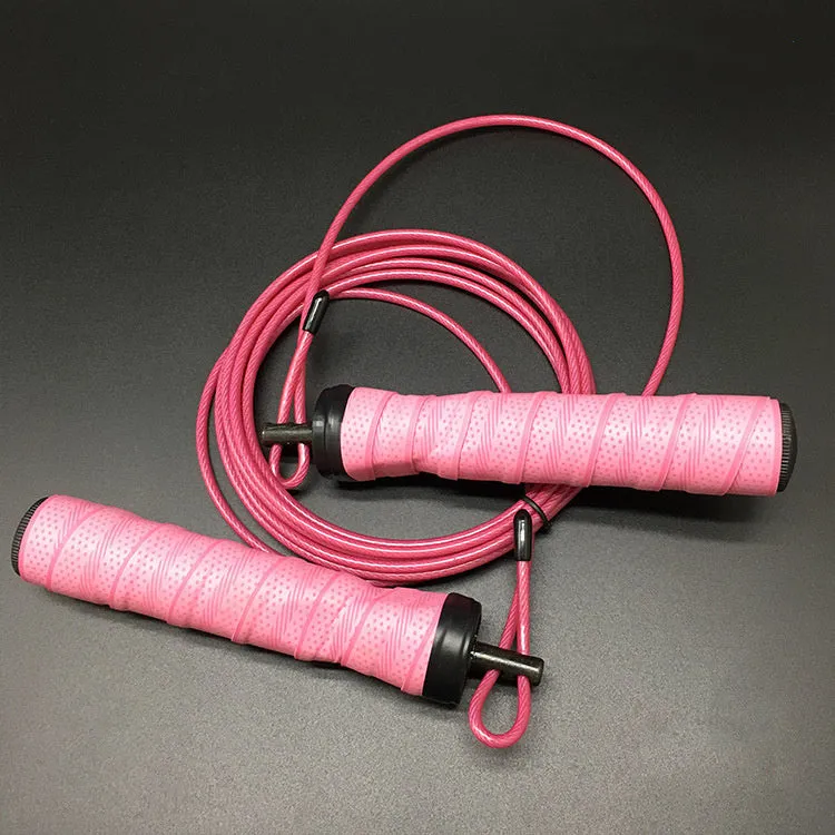 PROCIRCLE foam skipping rope with bearing mechanism, 160g weight block, black handle, on grey background