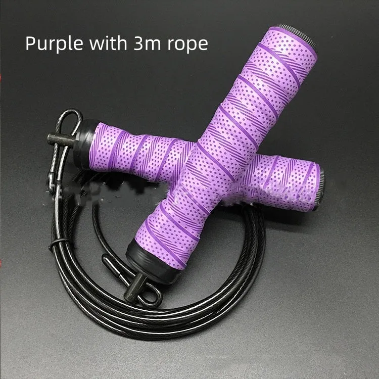 PROCIRCLE foam skipping rope with bearing mechanism, 160g weight block, black handle, on grey background