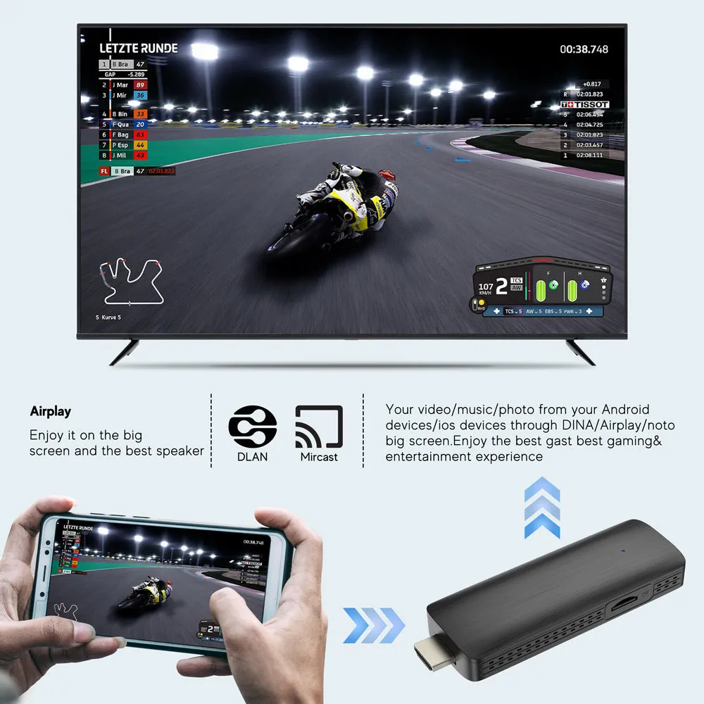 TV Stick 4K Network HD TV Player wireless black set-top box with remote and cables