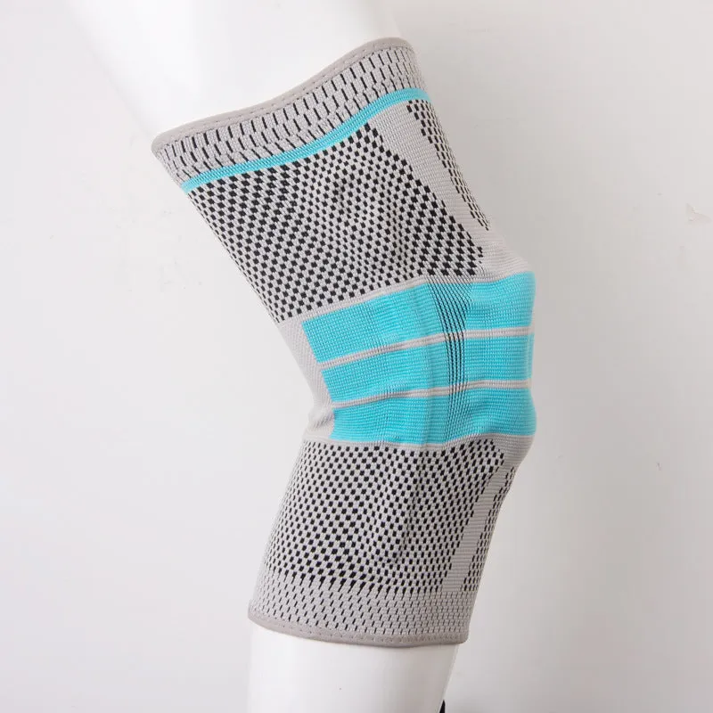 Sky blue silicone running basketball knee pads with elastic fibre construction