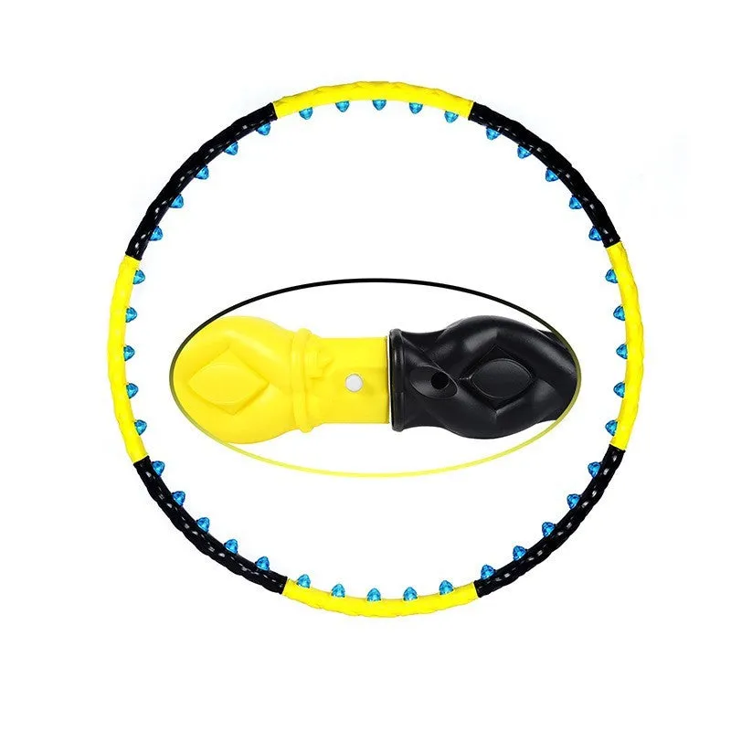 Yellow Magnetic Therapy Hoop 108cm segmented for portable storage and waist slimming exercise