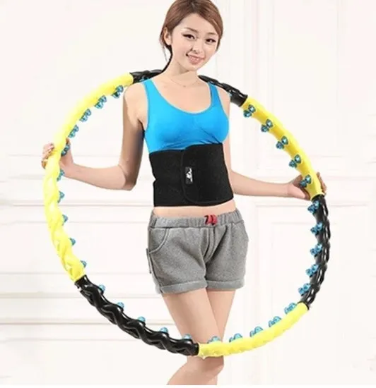 Yellow Magnetic Therapy Hoop 108cm segmented for portable storage and waist slimming exercise